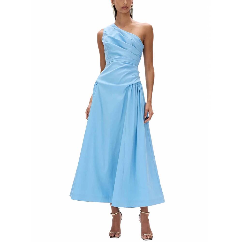 NEW RACHEL GILBERT banksia one shoulder midi dress in blue